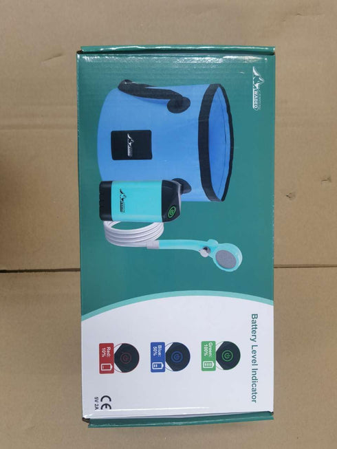 WADEO Portable Camping Shower, Outdoor Electric Rechargeable Pump with 20L Collapsible Bucket