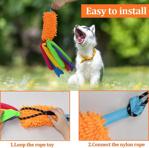 ASOCEA Dog Tug Toy with Flirt Pole - Aggressive Chewers Squeaky Bungee Rope Toy for Outdoor Exercise & Training