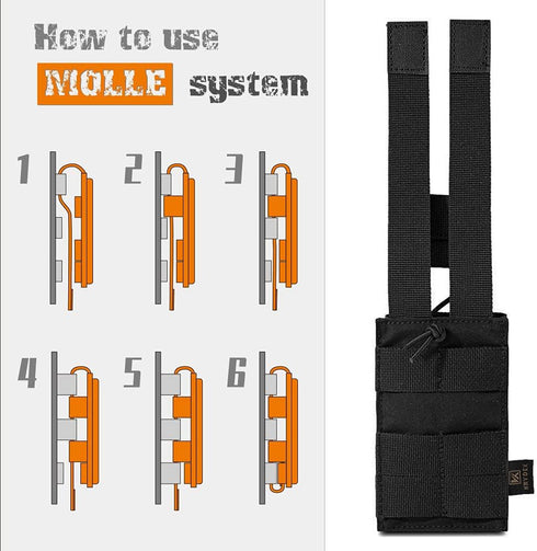 KRYDEX Tactical MOLLE Open-Top 5.56mm Mag Pouch with Strap for M4 M16 .223 Magazines, Single/Double/Triple