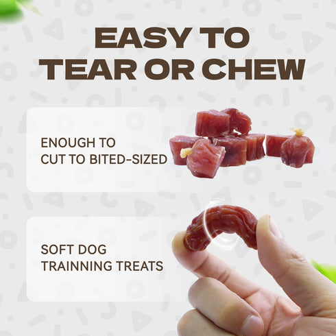 10.58oz Duck Sausage Soft Dog Treats, Duck Jerky Training Treats Skiny Coat Dog Chews for Senior Small Medium Large