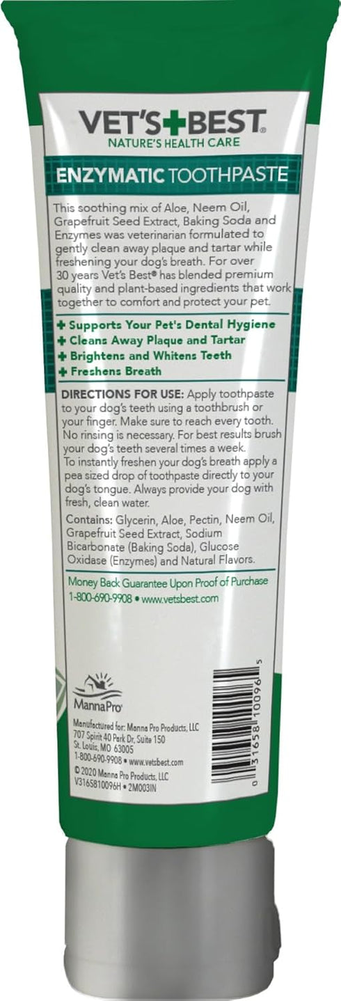 Vet’s Best Enzymatic Dog Toothpaste | Teeth Cleaning and Fresh Breath Dental Care Gel | Vet Formulated | 3.5 Ounces | Grape flavor