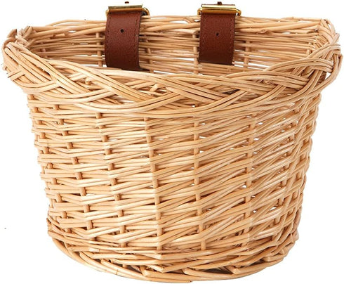 Kids Bicycle Wicker Basket with Straps for 12-16 Inch Bikes, Tricycles, Scooters (Pink, Purple, Brown)