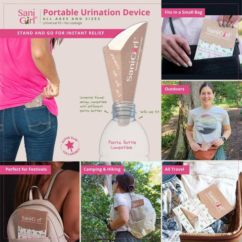 SaniGirl Womens Urination Device | Disposable Pee Funnel | Travel Urinal for Women | Girls Stand to Pee | Female Urination Device Disposable Pee Cups | Bundle 20 Funnels Travel Hiking Festival Camping