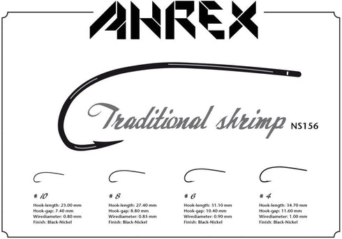 Ahrex #10 18-Pack Black Nickel Shrimp J Hooks