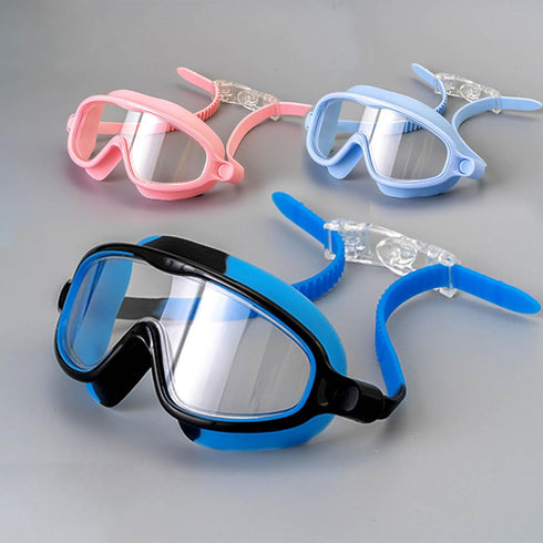 Generic Swimming Pool Goggles, Comfortable Clear Vision Goggles with Ear Plugs Nose Clip,Antifog Wide View Pool Goggles