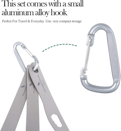 Set Ti1078T Boundless Voyage Titanium Cutlery Ultralight Utility Flatware Utensil Spoon Fork Knife in Case for Home Use