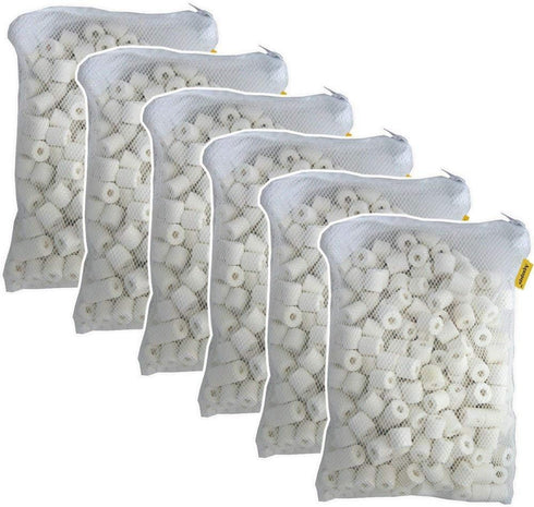6 lbs Premier Bio Ceramic Rings Aquarium Filter Media in 6 Free Mesh Bags for Freshwater and Saltwater Tanks