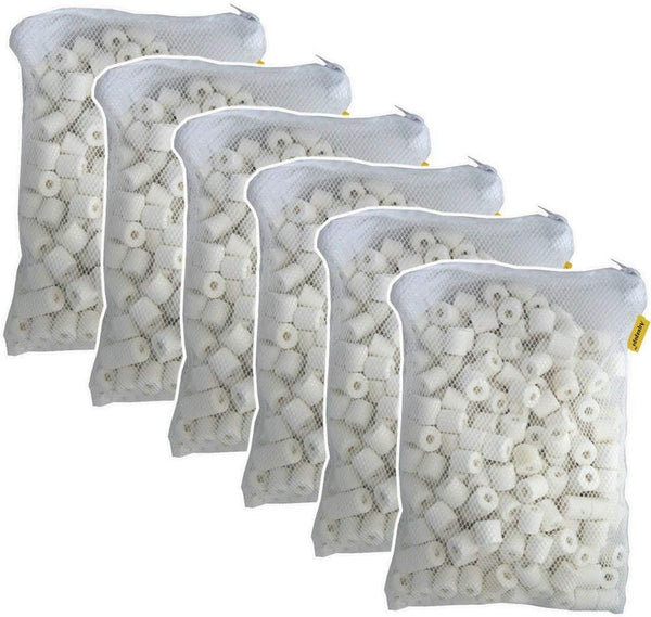 6 lbs Premier Bio Ceramic Rings Aquarium Filter Media in 6 Free Mesh Bags for Freshwater and Saltwater Tanks