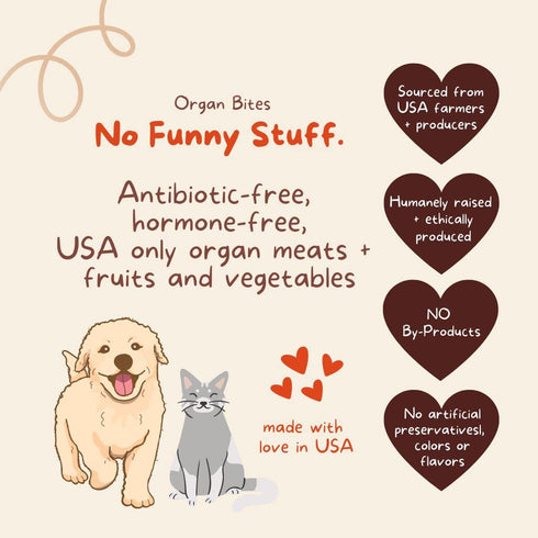 CocoTherapy Organ Bites! Dog and Cat Treat (Chicken + Beet), 3 Oz