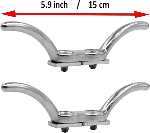 Pmsanzay Stainless Steel Cord Cleat, 6" Rope Cleat Anchor Cleat, 2 Pcs per Pack,with Quick Release Track Rail Adapter Hardware for Kayak Boat Track Mount - Easy to Install - No Drilling by Pmsanzay
