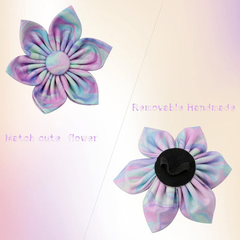 Unique Style Paws Dog Collar with Flower Pattern, Adjustable Durable Collar for Small Medium Large Dogs