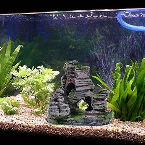 Mountain View Decor Rockery Landscape Rock Hiding Cave, Aquarium Ornament for Fish Tank Decoration