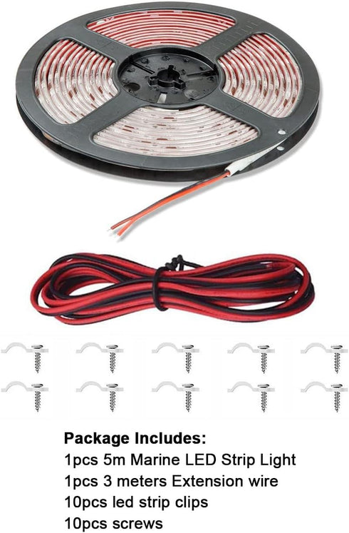 Pontoon Boat Light, Marine LED Light Strip for Duck Jon Bass Boat, Red, 12v Flex Lighting
