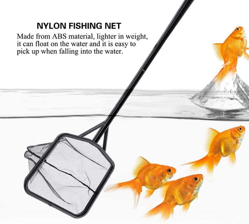 Aquarium Fish Net, Lightweight Nylon Fish Tank Fishing Net, Square Fish Shrimp Net with Plastic Handle