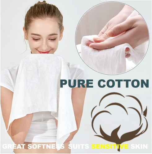 (23.6" 11.8") Backpacking QUALIALL Premium Extra Large and Thick X Pure Cotton Disposable Washcloths, Portable Travel