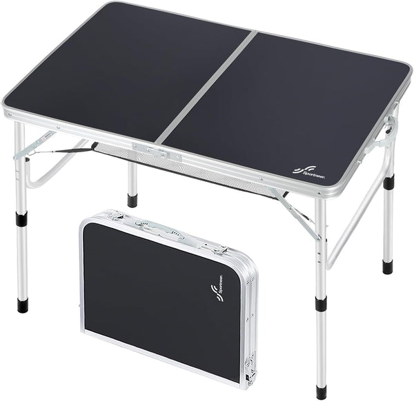 Sportneer Folding Table: Adjustable Height Camping Essentials 35.4" L x 23.6" W