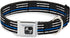Dog Collar Seatbelt Buckle - Thin Blue Line Flag Weathered Black Gray Blue, 11 to 17 Inches, 1.0 Inch Wide