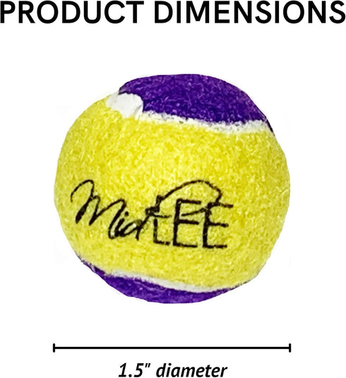 Pack of 12 Midlee Squeaky Mini Tennis Balls for Dogs - 1.5" (Yellow/Purple)