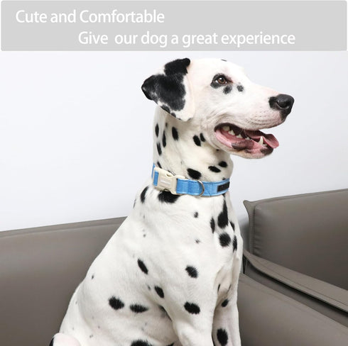 ARING PET Dog Collar - Adjustable Cotton Lightweight Comfortable Blue Collars with Quick Release Buckle for Small
