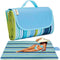 Large Picnic Blanket, Beach Blankets (80X60) Inch, Waterproof Quick Drying Mat for 3-5 Adults (Blue Stripes)