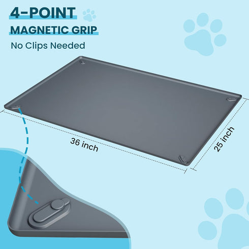 25"x36" (25"x36) Pee Pad Holder for Dogs with Magnetic Tabs, Puppy Pad Holder, No Spill Raised Lip High Edge