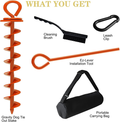 210 lbs,Dog Stakes(1,Large,Orange) Eurmax USA Heavy Duty Dog Tie Out Stake for Large Dogs up to Stakes