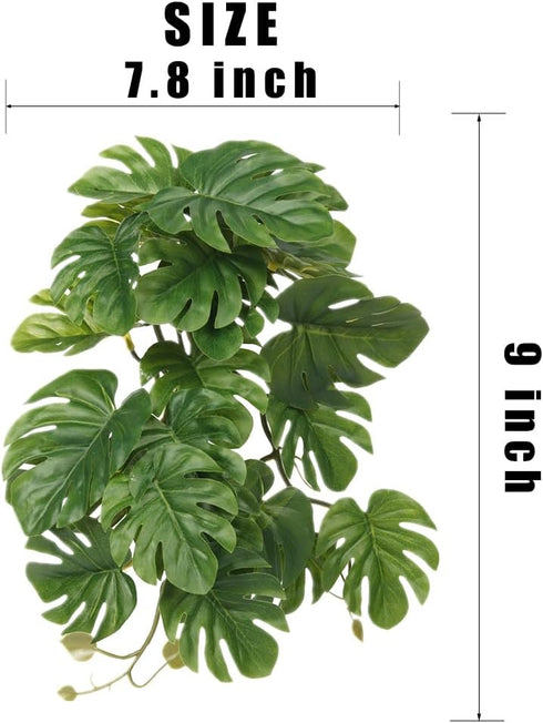 WOLEDOE 2Pack Reptile Fake Plants for Terrarium, Snake Tank Accessories, Habitat Decor Artificial Hanging Plants