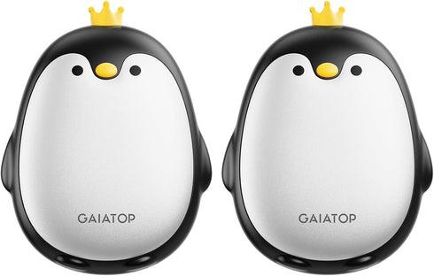 Gaiatop 2 Pack Rechargeable Hand Warmers, Portable Electric Heater with 3 Settings, Cute Penguin Shape