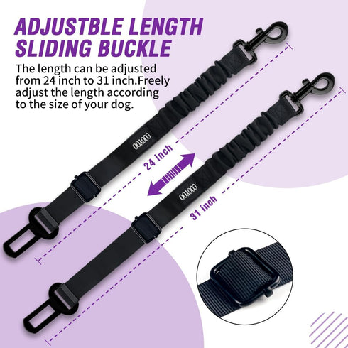 COOYOO Dog Seat Belt,Retractable Dog Car Harness Seat Belt for Car Adjustable Nylon Pet Safety Seat Belts Heavy Duty