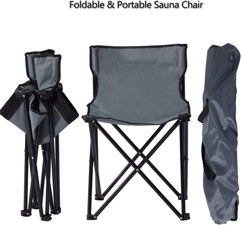 Backpack ZONEMEL Portable Fast Folding Chair, Ideal for Sauna, Fishing, Lightweight Compact Chairs, Grey
