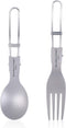 iBasingo Ultralight Titanium Spork Spoon Fork Knife with Folding Handle for Camping & Travel