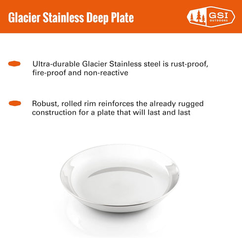 GSI Outdoors Glacier Stainless Steel Plate - for Camping, Backpacking, and Outdoors