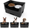 Mess Proof Dog Bowls Set, No Spill Edge Pet Feeder with 2 Stainless Steel Bowls for Medium Dogs