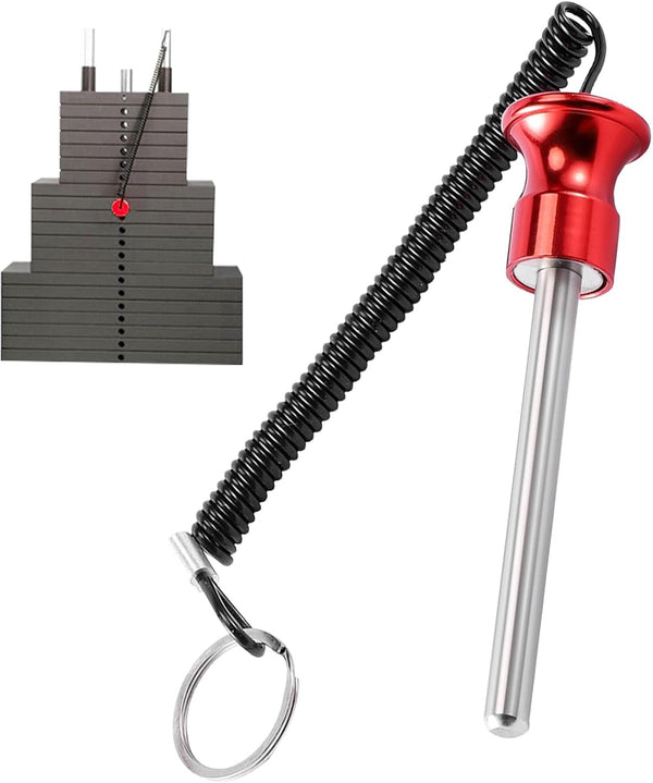 Universal Magnetic Weight Stack Pin with Pull Rope, Heavy Duty Pin Insert for Home or Commercial Gym Accessories (Red)