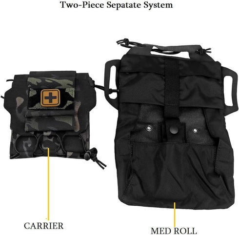 Tactical Military MOLLE Pouch, Rapid First-aid Belt Pouch, Survival Med Roll Carrier with Hypalon Handle