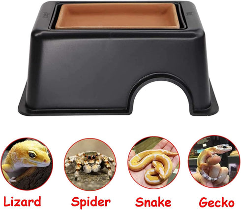 Tfwadmx Reptile Hide Box, Gecko Hideout and Cave with Water Supply for Lizards, Snakes, and Frogs