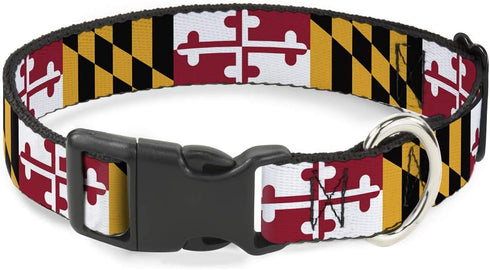 Buckle-Down 6-9" Maryland Flags Plastic Clip Collar, Narrow Small