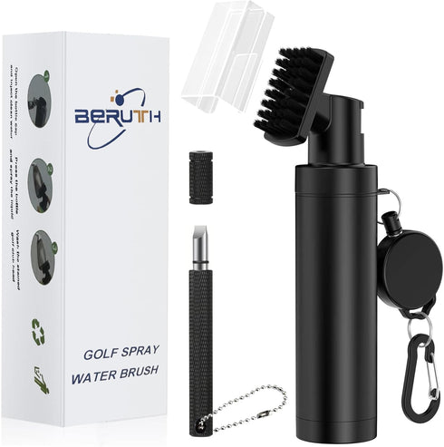 Golf Club Cleaner Brush with Carabiner Clip and Leak-Proof Water Bottle, Lightweight Cleaning Tool for Clubs