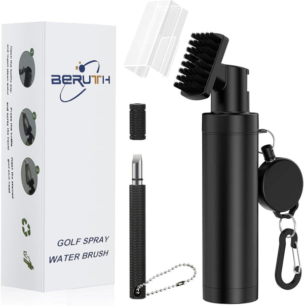 Golf Club Cleaner Brush with Carabiner Clip and Leak-Proof Water Bottle, Lightweight Cleaning Tool for Clubs