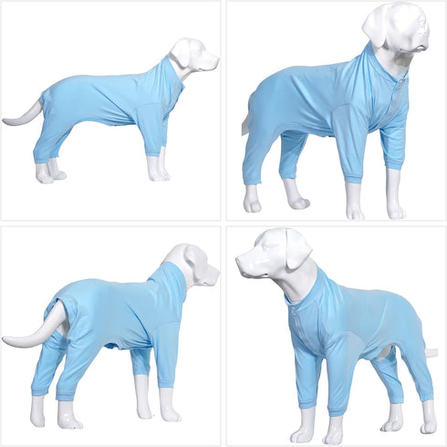Lovelonglong Four Feet Dog Lightweight Pajamas, Pure Cotton Dog Jumpsuits for Large Medium Small Dogs (Lightblue S)