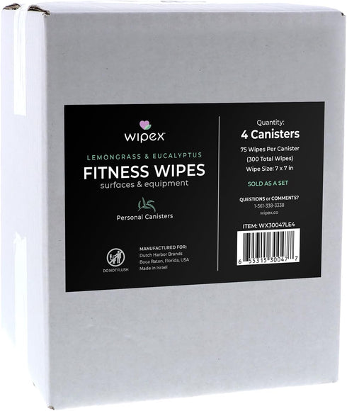 Wipex Fitness Equipment Wipes, Gym Wipes for Equipment, Yoga Mat Cleaner, 75 Natural Wipes per Canister
