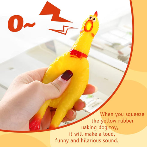 Zddaoole 20 Pcs Rubber Chicken,Screaming Chicken,Squeeze Chicken,Yellow Rubber Squawking Dog Toys,Prank Novelty Noise