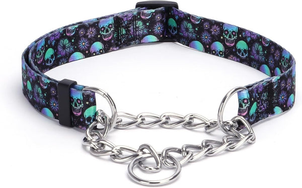 Martingale Dog Collar with Stainless Steel Chain, Limited Chain Cinch Training Collar, XL