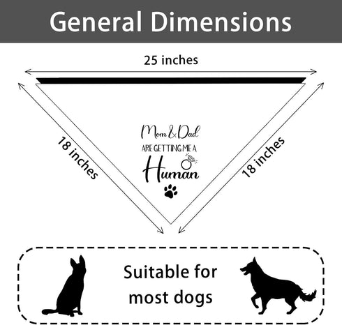 2 PCS Mom Dad are Getting Me a Human Dog Bandanas Pet Dog Pregnancy Announcement Gender Reveal Photo Prop Pet Scarf Decorations Accessories for Dog Lovers Owner Gift