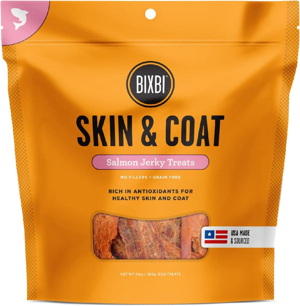 BIXBI Skin & Coat Support Salmon Jerky Dog Treats, 10 oz -