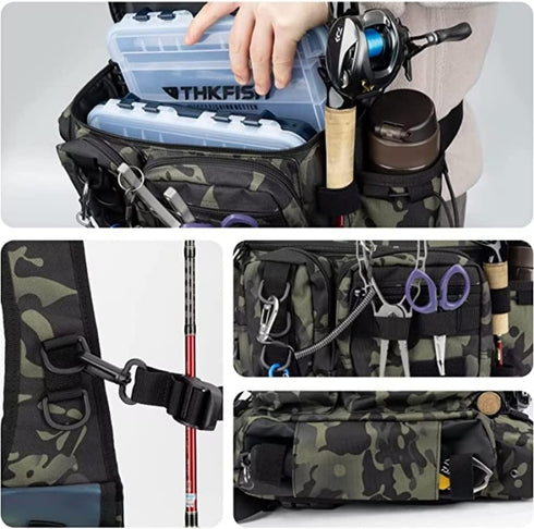 Fishing Tackle Bag - Tactical Sling Storage Bag, Lightweight Backpack for Fishing Hiking Hunting Camping