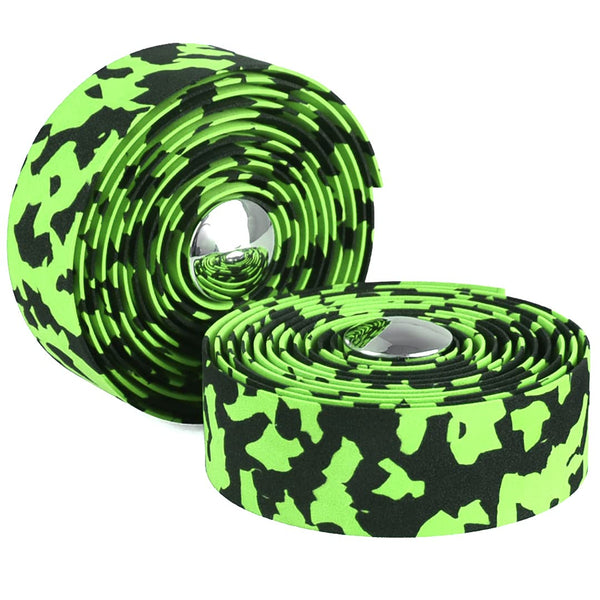KINGOU Black & Green Camouflage EVA Road Bike Handlebar Tape, 2PCS Per Set