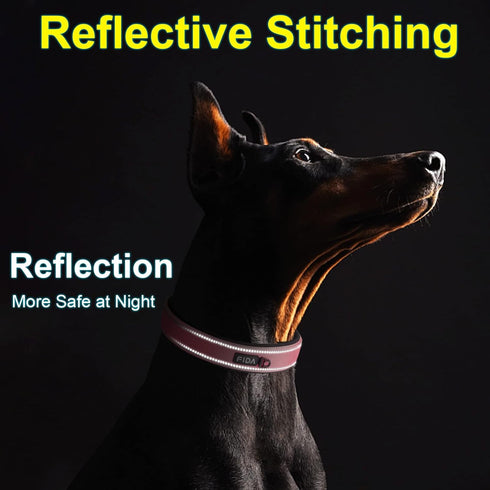 Fida Heavy Duty Dog Collar, 1.5” Width, Ultra Soft Neoprene Padded, Adjustable Reflective Nylon Collar with Two Metal