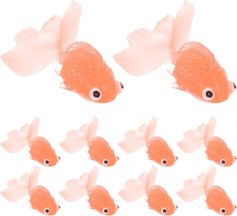 Kisangel 10pcs Miniature Floating Goldfish, Artificial Rubber Goldfish Model for Aquarium Fish Tank