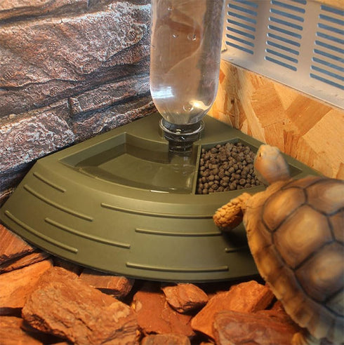 Reptile Feeder Bowl, Automatic Water Dish Dispenser, 2-in-1 Food and Water Feeding Bowls for Terrarium